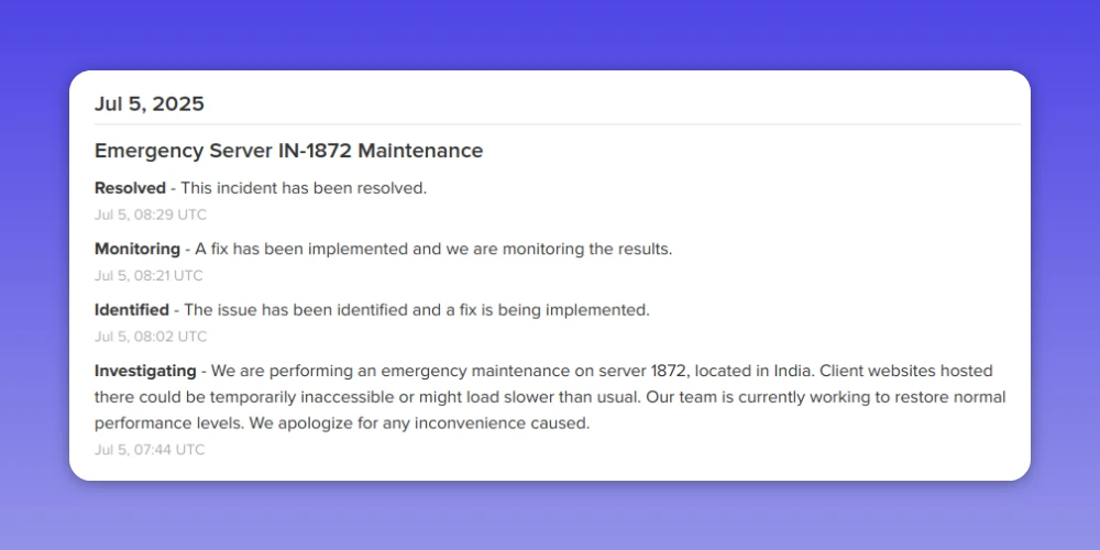 Emergency Maintenance