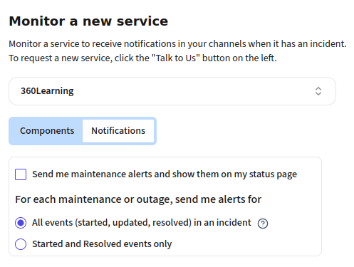 IncidentHub Alert Configuration UI