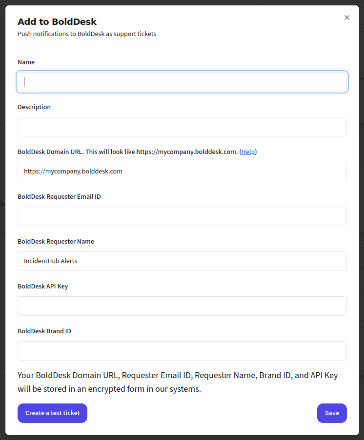 IncidentHub BoldDesk Integration