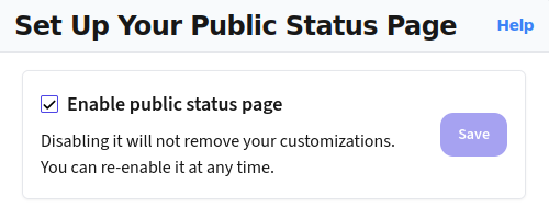 IncidentHub Public Status Page Toggle