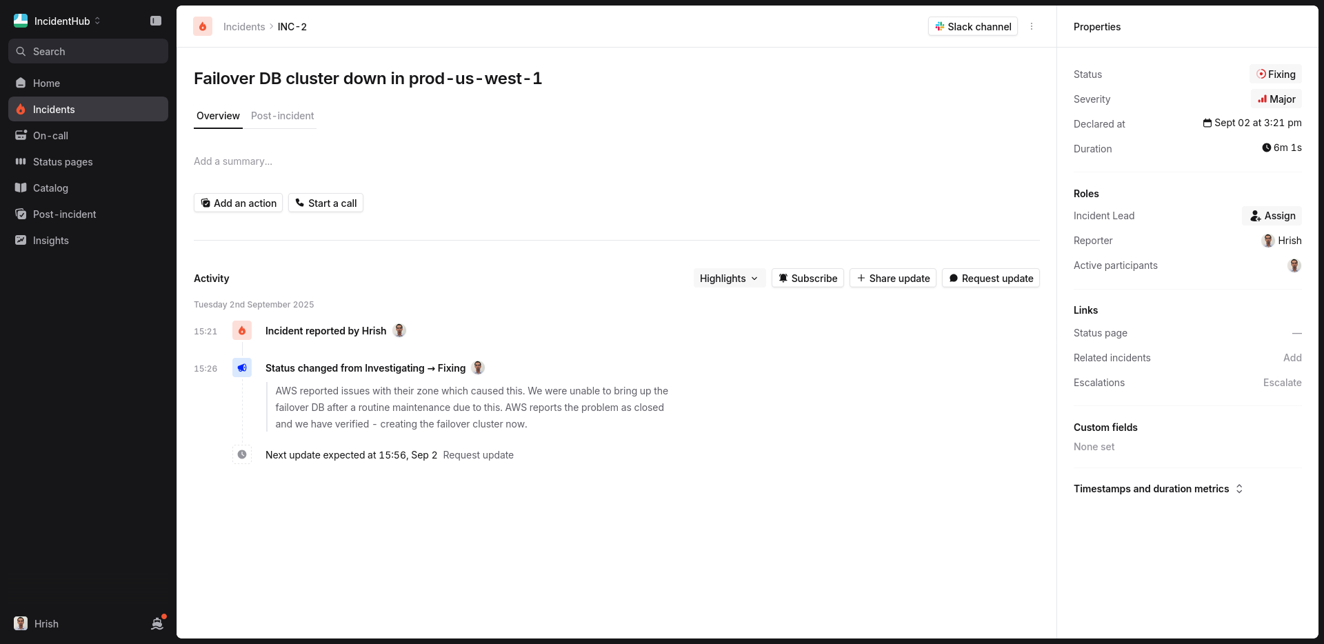 incident.io Dashboard