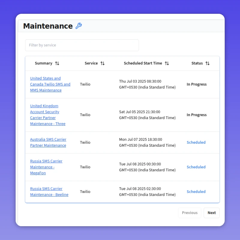IncidentHub Maintenance Feed