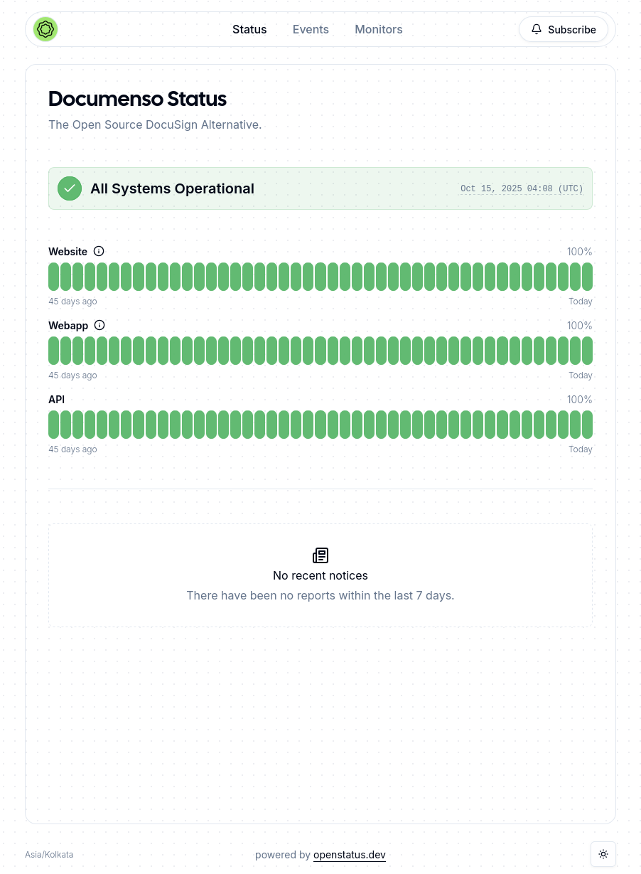 Documenso Status Page