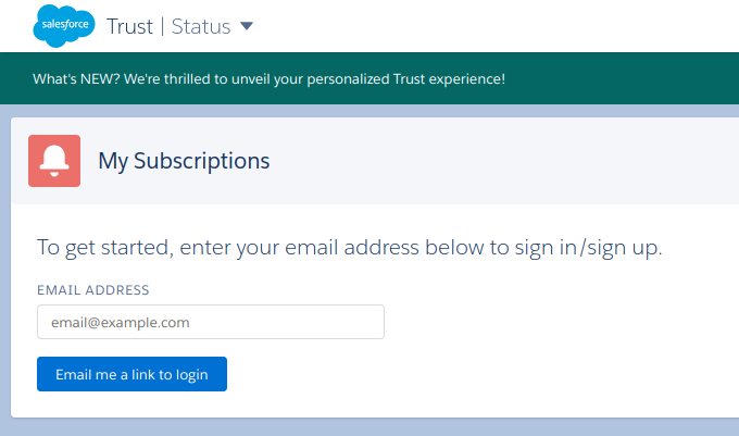 Salesforce status page email notifications