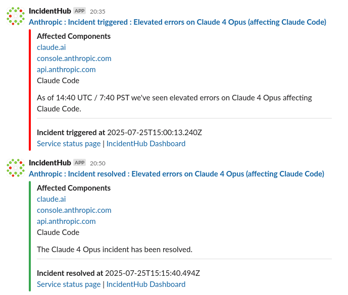 Public status page example