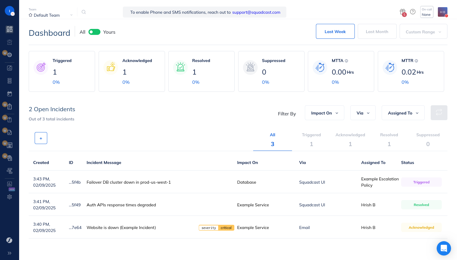 Squadcast Dashboard