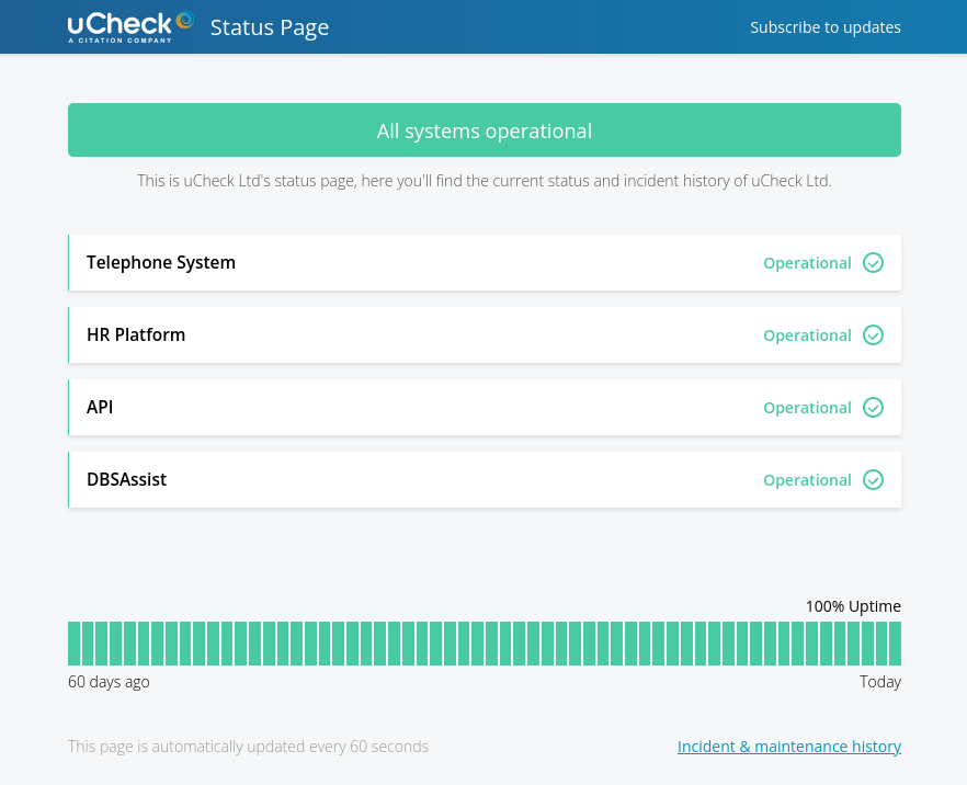 UCheck Status Page