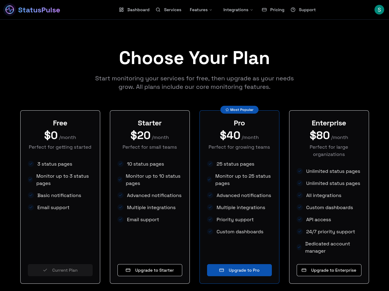 StatusPulse pricing