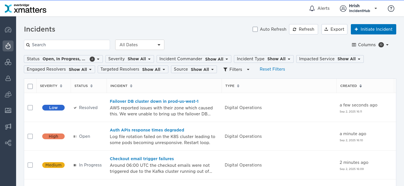 xMatters Dashboard